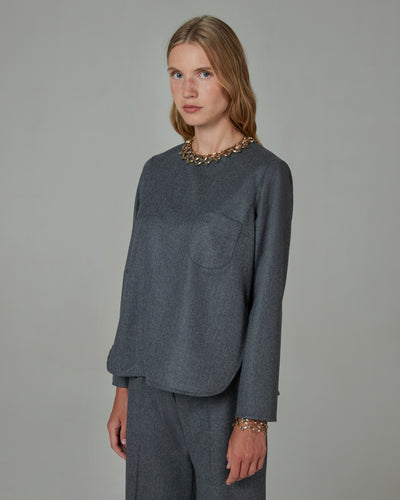 Blusa in flanella grigio